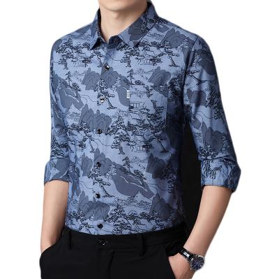 China Wholesale Factory Anti-pilling Men's Landscape Printing Casual Shirts With Fashion Pocket For Shirt Dress Vacation And Beach for sale