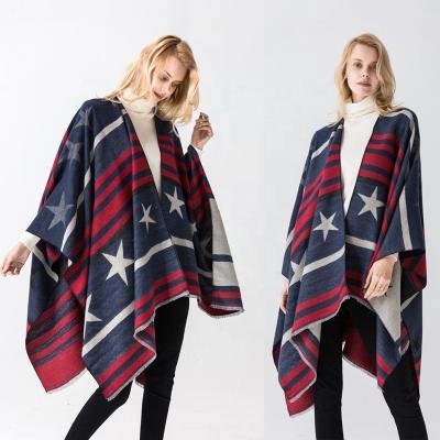 China USA Striped Stars Stripes Kimono Open Cardigan Long Vest Scarf Shawl for sale