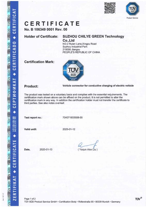 TUV mark - Suzhou Chilye Green Technology Co., Ltd.