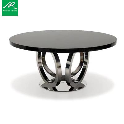 China Modern Italian Light Luxury Modern Bottom Table Round Stainless Steel Metal Round Table High End Marble Table for sale