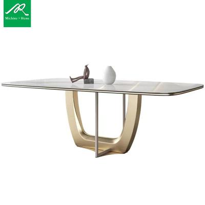 China Modern Light Luxury Modern Household Dining Table Rectangular Dish Rock Dining Table for sale