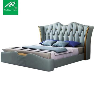 China Modern High Quality Modern Single Leather Bed American Light Luxury Soft Head 1.5m Soft Bed for sale