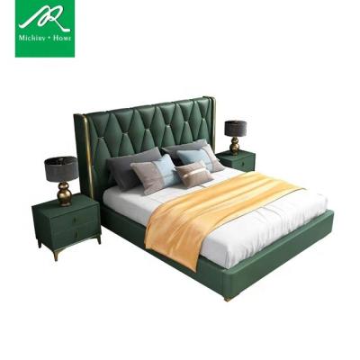 China Modern Light Luxury Italian Leather Double Bed Bedroom Minimalist 1.8m Master Bed for sale