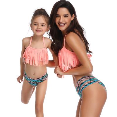 China 2019 Breathable High Cut Brazilian Pink Swimsuit Two Piece Set Kids Little Girls Madchen Bademode Baby Fitness Swimwear Family Swimwear for sale