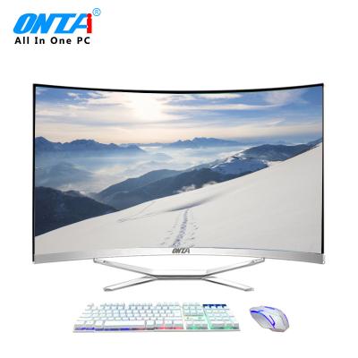 China Speaker ONTAI Anti Deep Curved Screen 23.6 Inch All In One Computer Set PC Desk for sale