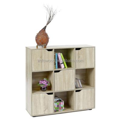 China Modern Wood Book Shelving Unit (Other) 9 Cube Adjustable Oak Shelf Unit Sideboard With Doors for sale