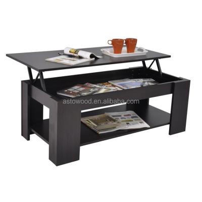 China (Height) adjustable melamine wood coffee table in black color with lift top for sale