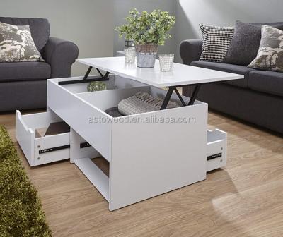 China (Height) 2 Drawer Adjustable Lift Up Top Coffee Table With Two Direction Open for sale