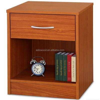 China (Other) Bedside Cabinet Side Table 1 Drawer Adjustable Wooden Brown Cherry Night Stand Bedroom Chest Furniture Storage for sale