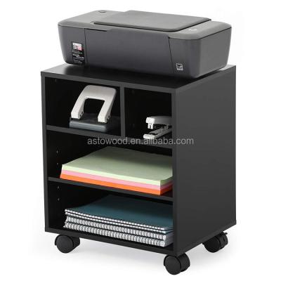 China (Other) adjustable desk file cabinet for printer stand with shelf and movable wheels in black color muti use for sale