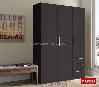 China (Other) 3 door 3 drawer adjustable wardrobe in beech color for bedroom for sale