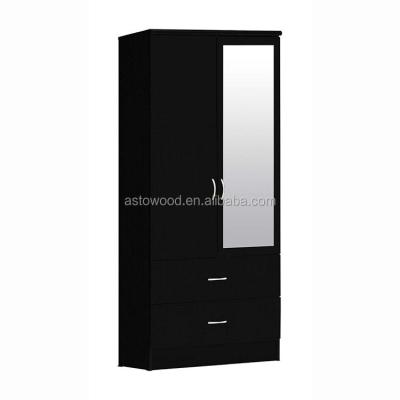 China (Other) MFC Adjustable Modern Wooden Bedroom Wardrobe with 2 Drawers and Mirrors for sale