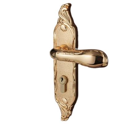 China Household Door Lock Bedroom Door Handle Indoor Wooden Lock Mute Antique Brass Indoor Solid Wood Handle Antique Wooden Lock for sale