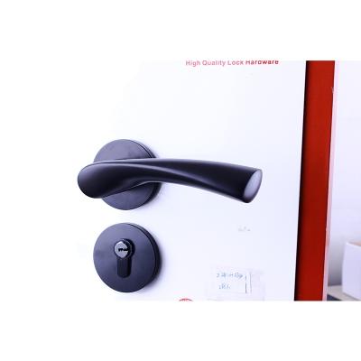 China Modern Black Simple Modern Aluminum Alloy Main Door Handles Bedroom Door Handles Bedroom Door Wood Hardware for sale