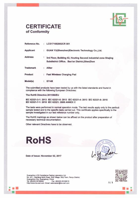 RoHS - Shenzhen Yingfeng Technology Co., Ltd.