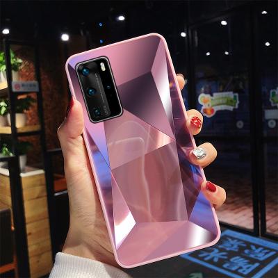 China Diamond Texture Mirror Phone Case Shockproof For Huawei p40 pro TPU Cute soft shockproof cover for Huawei p40 lite case for sale