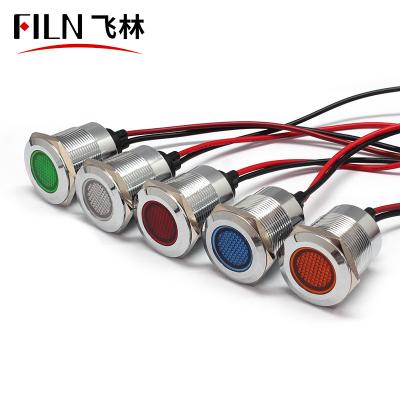 China FILN 22mm Metal Light Red 12v 24v 36v 110v Waterproof Indicator Led Light With Cable for sale