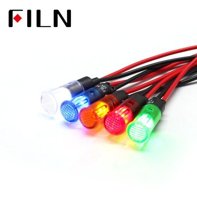 China Filn 8MM 220V 20mA Red Stainless Steel IP67 Waterproof Clip On Plastic LED Indicator Lights With Wire for sale