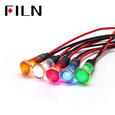 China Filn 8MM 6V LED Stainless Steel Yellow Welding Machine Around Plastic Waterproof Warning Lights With Wire for sale