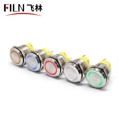 China 1NO1NC FILN LED High Bright Head 22mm IP67 1NO1NC 304 Stainless Steel Metal Flat Directional Waterproof Push Button Switch for sale