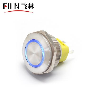 China FILN 28MM 28MM 12v 220v Electric Home Appliance Metal Push Button Switch Waterproof Power for sale