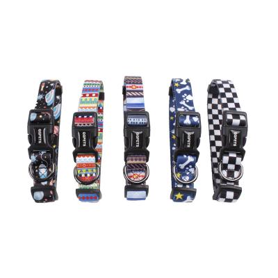 China Wonderful Design Custom Rubber Polyester Printed Accessories Pet Collars Recycled Pet Webbing Te koop