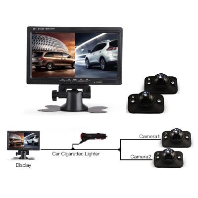 China Universal High Resolution Car Quad Screen Car Rear View Camera 1024*600 7 Inch Monitor System for sale