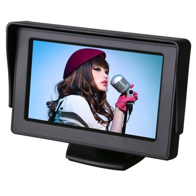 China Car Reversing Assist 4.3 Inch Color Image Car Monitor 2 RCA/AV Video Input LCD Screen With Shade Hood for sale