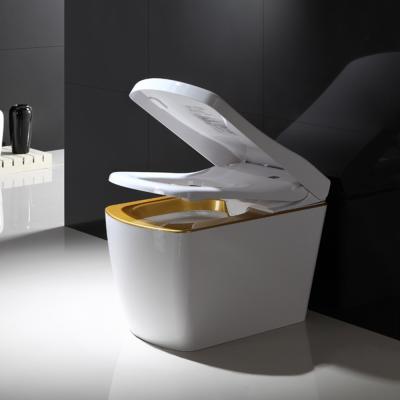 China Automatic Operation Gold Plated Smart Bidet One Piece Toilet With Voice Function for sale