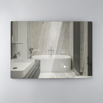 China Illuminated Custom Hotel Advertising Smart Display Bathroom Wall Rectangle Mirrors for sale