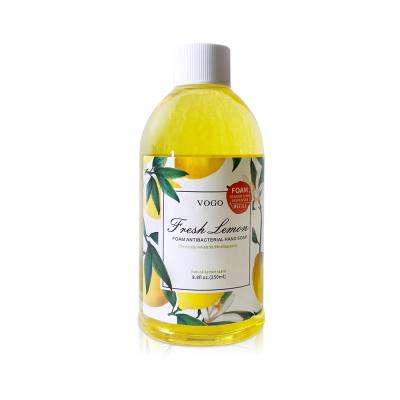 China Custom Logo Lemon 250ml OEM Liquid Soap Water Wash Hand Base Cleaning Sanitizer for sale