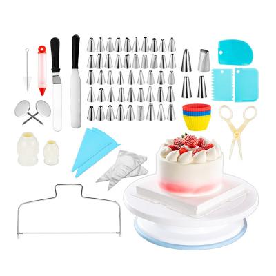 China Sustainable 106 Pcs Stainless Steel Cake Spout Baking Tools Cake Decorating Supplies Kit Set With Piping Bag for sale