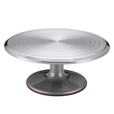 China Sustainable Aluminum Alloy 12 Inches Metal Rotary Cake Turntables For Decorating Cakes for sale