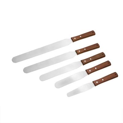 China Viable Multiple Specifications Wooden Spatula Stainless Steel Straight Cream Spatula Handle for sale