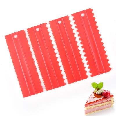 China Plastic Cream Viable Edge Cake Scraper Smoother Tool Kit Icing Scrapers For Diy Baking for sale