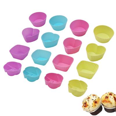 China Single Viable Colorful Baking Cake Liners Cavity Cupcake Cup Silicone Cake Muffin Molds for sale