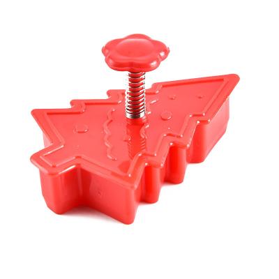 China Viable Push Type Plastic Cookie Cutter Shape Cutter Cookie Tool Mold Cookie Tree Christmas Baking Molds for sale