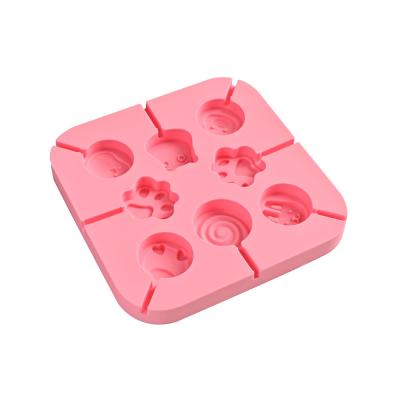 China Viable Cartoon Cat Claw 8 Same Candy Molds Pink Silicone Chocolate Lollipop Candy Mold for sale