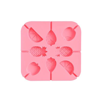 China Sustainable Fruit Lollipop Silicone Molds For Cute Hard Candy Chocolate Diy Candy Mold for sale