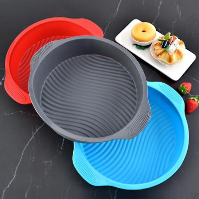 China Disposable Round Binaural Bread Boxes Silicone Mold Decorate Big Size Silicone Loaf Bread Baking Pan for sale