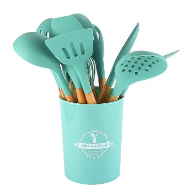 China 11 Pieces Viable Kitchen Accessories Pink Silicone Spoon Utensils Cooking Sets Kitchen Utensils for sale