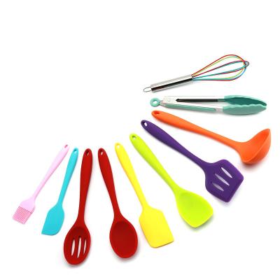 China Sustainable 10 Pieces Kitchen Accessories Cookware Tools Cook Useful Silicone Utensils Set for sale