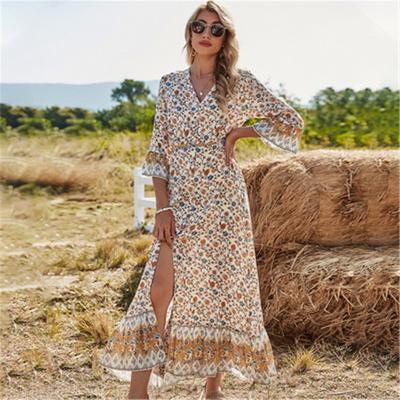 China New Design D4018 Anti-Static 2021 Summer Slit Floral Casual Outfits for sale