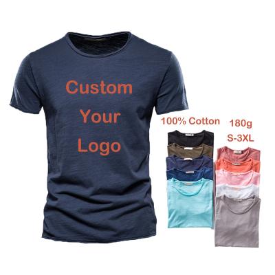 China Cheap Price Breathable 180 Gsm Men's T-shirt Cotton Custom LOGO T-shirt Printing Plain T Shirts For Men for sale