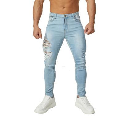 China Designers Breathable High Quality Wholesale Custom Patchwork Destroyed Skinny Stretchy Destroyed Skinny Jeans Men for sale