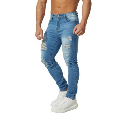 China Breathable New Design Custom Destroyed Ripped Jeans Mens Skinny Jeans for sale