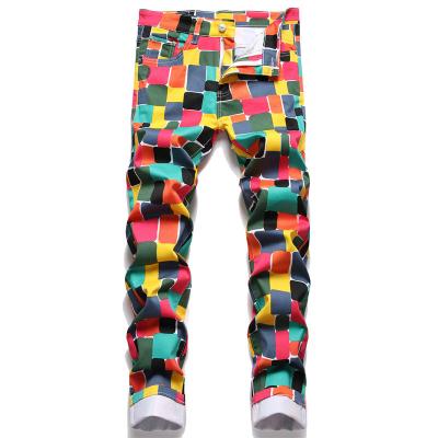 China New Fashionable Men's Breathable Pants Stretch Panels Camouflage Colors Connecting Slim Jeans Mid Waist Mens Pants Mens Jeans for sale