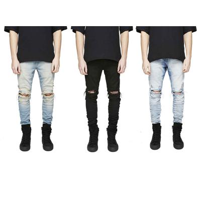 China Factory Wholesale Fashion Breathable Two Tone Skinny Casual Ripped Denim Trousers Jeans For Men for sale