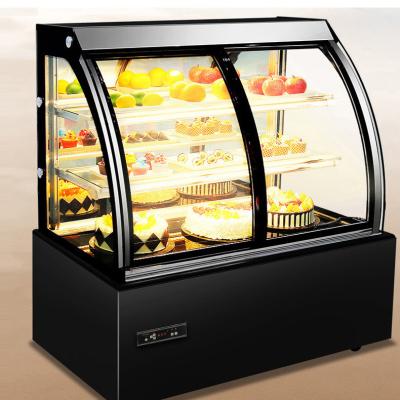 China Double-temperature commercial cake showcase freezer display table top refrigerator with high efficiency for sale