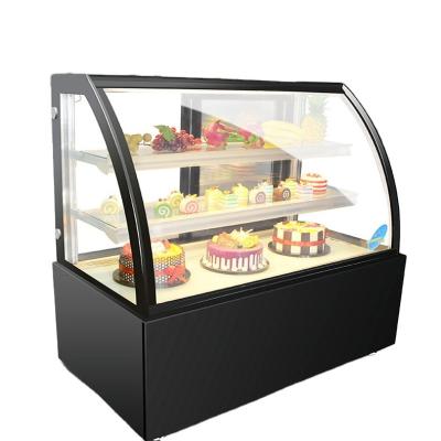 China Double-temperature refrigerated bakery display cake cabinet cake showcase with marble base for sale